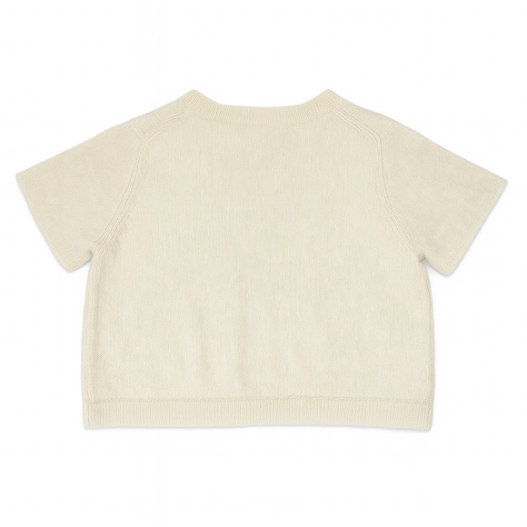 Escada Ivory Short-Sleeve Cropped Cardigan Sweater – Size XL - Picture 7 of 9